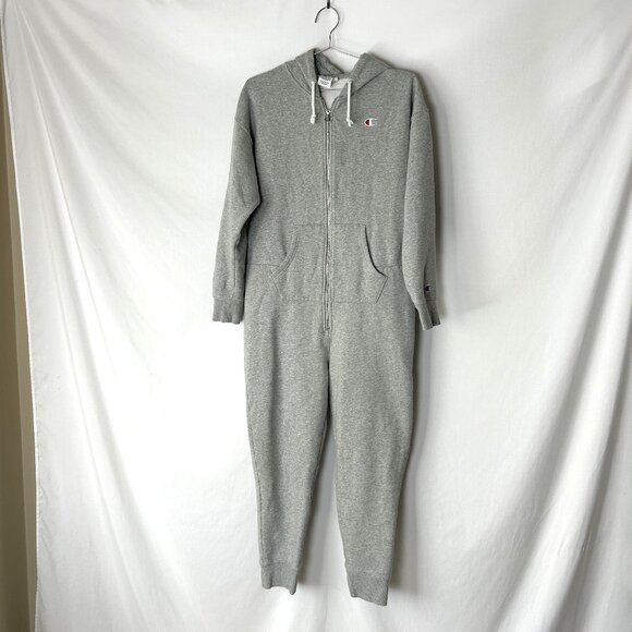Champion Jumpsuit TrackSuit Sweats Gray M Hoodie - Picture 1 of 6